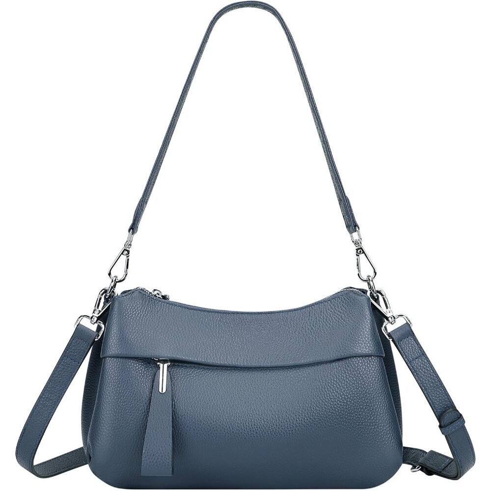 Genuine Leather Indigo Blue Crossbody Bag Women Small Hobo Shoulder Purse Straps